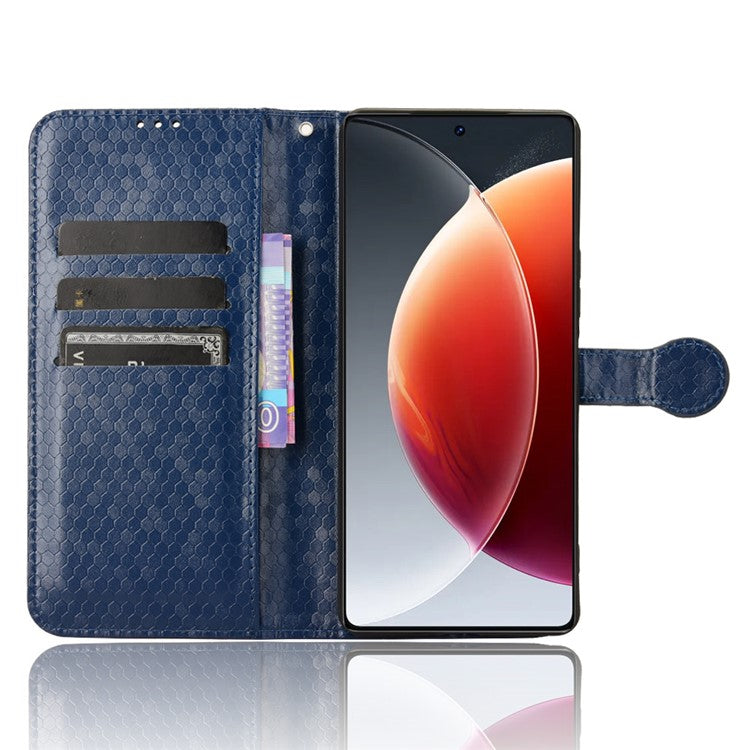 For TECNO Camon 30 Pro 5G CL8 Case Dot Pattern Card Slots Stand Mobile Phone Cover - Dark Blue