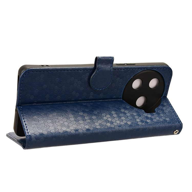 For TECNO Camon 30 Pro 5G CL8 Case Dot Pattern Card Slots Stand Mobile Phone Cover - Dark Blue