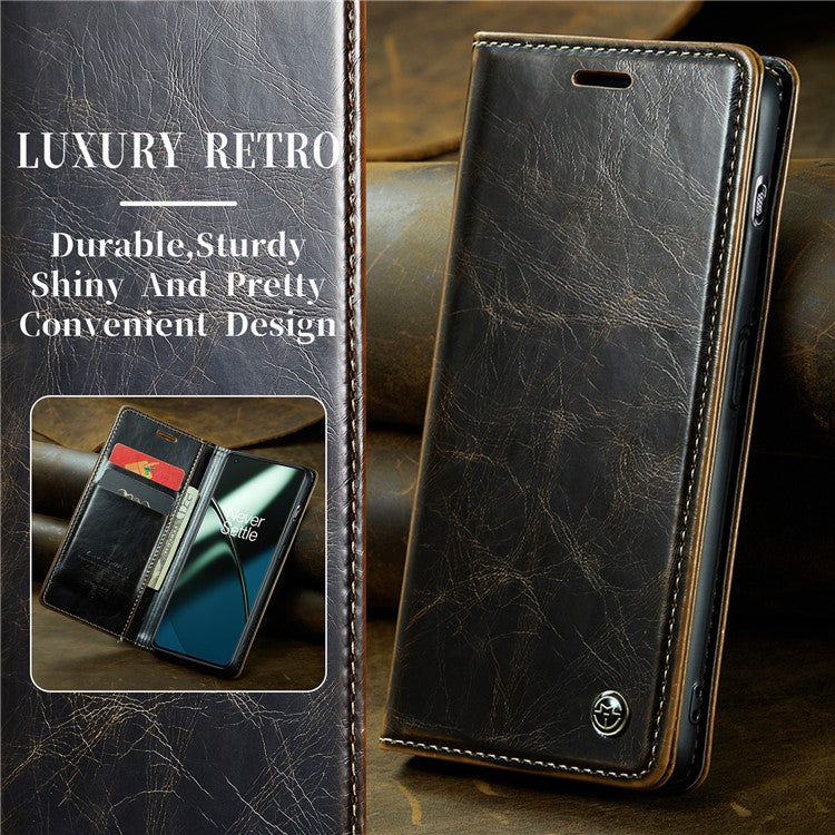 CASEME 003 Series For OnePlus 11 5G Case Leather Phone Cover with Wallet Stand - Coffee