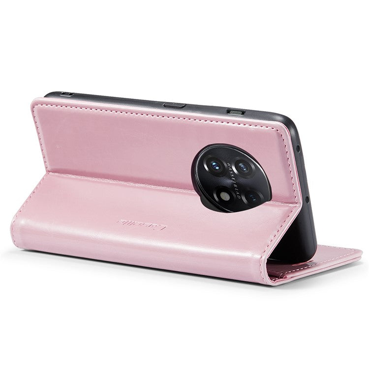 CASEME 003 Series For OnePlus 11 5G Case Leather Phone Cover with Wallet Stand - Pink