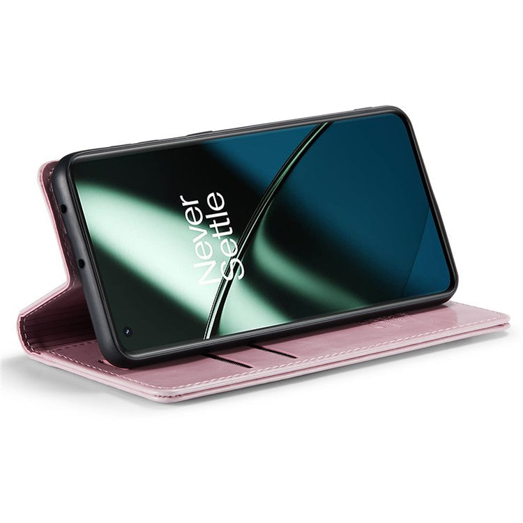 CASEME 003 Series For OnePlus 11 5G Case Leather Phone Cover with Wallet Stand - Pink