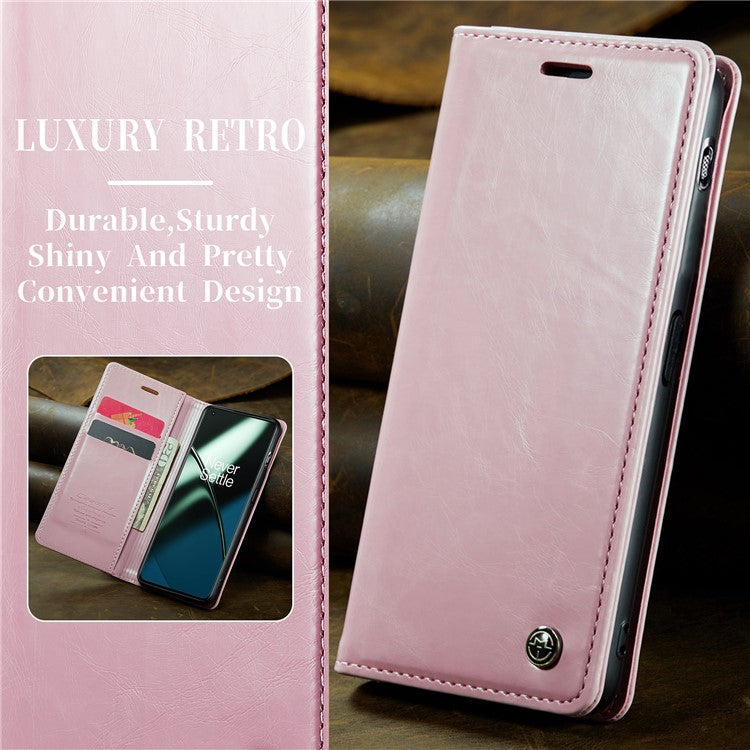 CASEME 003 Series For OnePlus 11 5G Case Leather Phone Cover with Wallet Stand - Pink