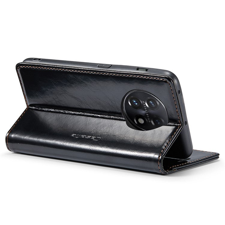 CASEME 003 Series For OnePlus 11 5G Case Leather Phone Cover with Wallet Stand - Black
