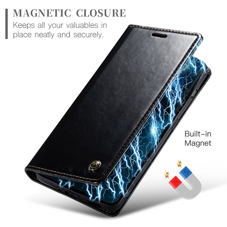 CASEME 003 Series For OnePlus 11 5G Case Leather Phone Cover with Wallet Stand - Black