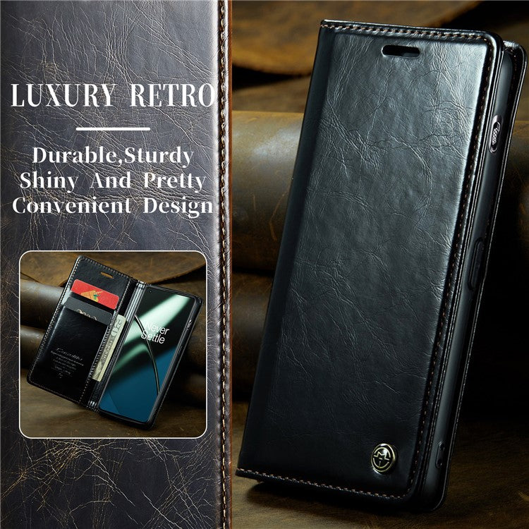 CASEME 003 Series For OnePlus 11 5G Case Leather Phone Cover with Wallet Stand - Black