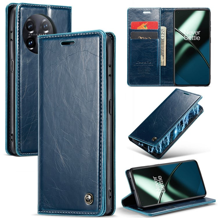 CASEME 003 Series For OnePlus 11 5G Case Leather Phone Cover with Wallet Stand - Blue