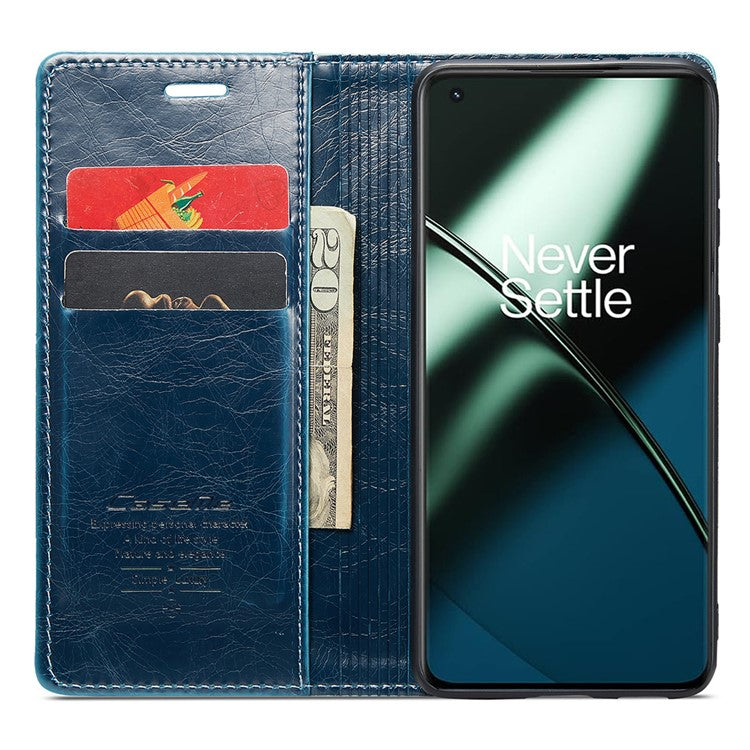 CASEME 003 Series For OnePlus 11 5G Case Leather Phone Cover with Wallet Stand - Blue