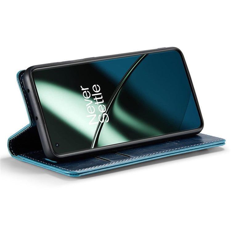 CASEME 003 Series For OnePlus 11 5G Case Leather Phone Cover with Wallet Stand - Blue