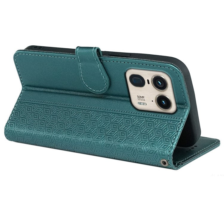 For Motorola Edge 50 Ultra 5G / Moto X50 Ultra 5G Phone Case Cubic Grid Imprint PU Leather Folio Flip Cover - Green