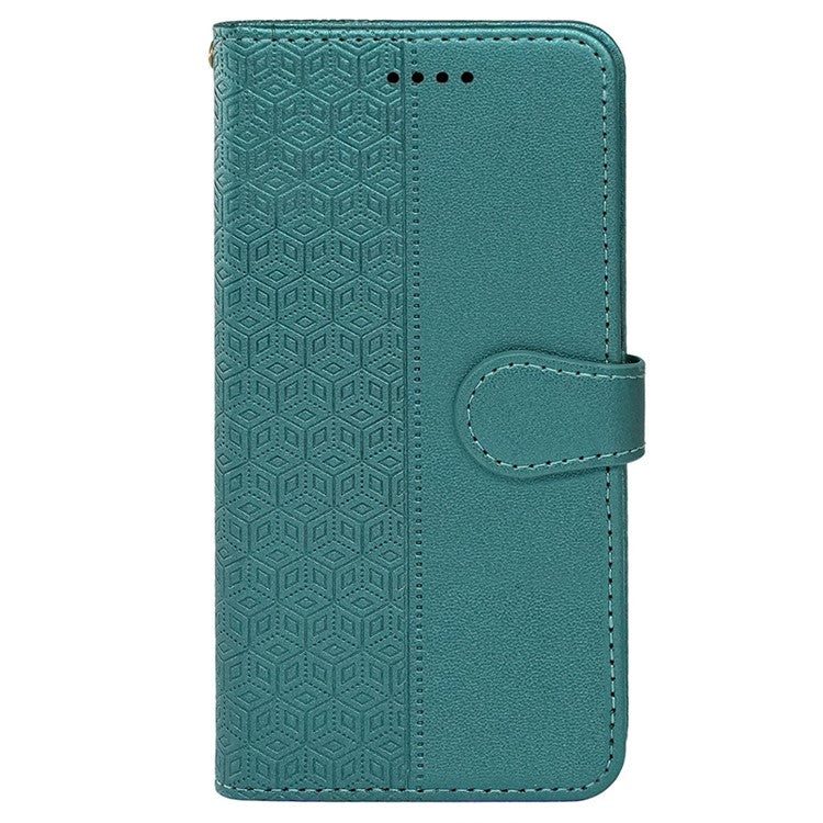 For Motorola Edge 50 Ultra 5G / Moto X50 Ultra 5G Phone Case Cubic Grid Imprint PU Leather Folio Flip Cover - Green