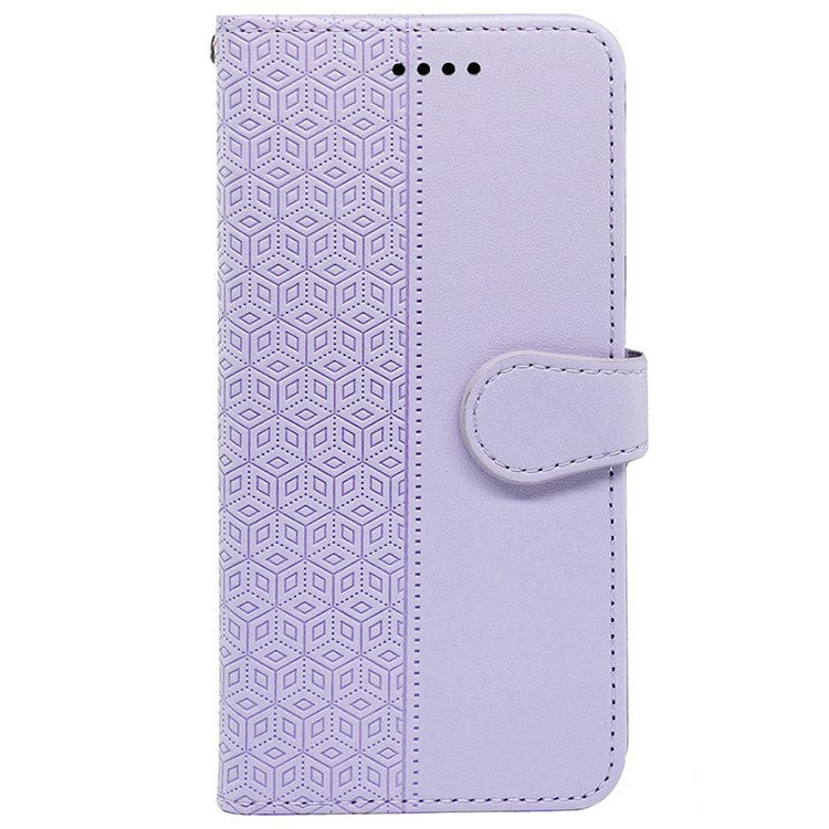 For Motorola Edge 50 Ultra 5G / Moto X50 Ultra 5G Phone Case Cubic Grid Imprint PU Leather Folio Flip Cover - Purple