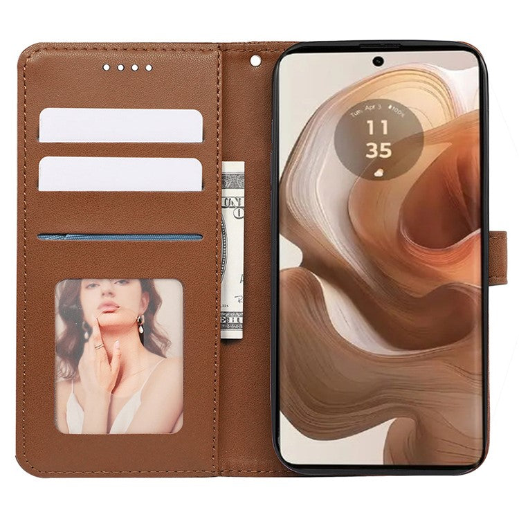 For Motorola Edge 50 Ultra 5G / Moto X50 Ultra 5G Phone Case Cubic Grid Imprint PU Leather Folio Flip Cover - Brown