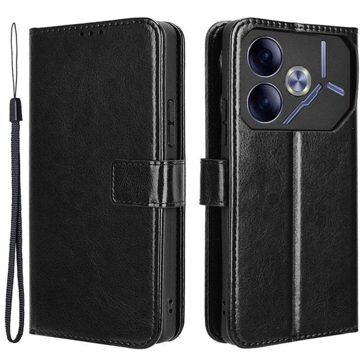 For TECNO Pova 6 4G Wholesale Cases Anti-Drop Leather Phone Cover - Black
