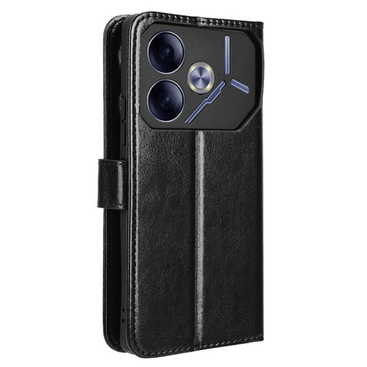 For TECNO Pova 6 4G Wholesale Cases Anti-Drop Leather Phone Cover - Black