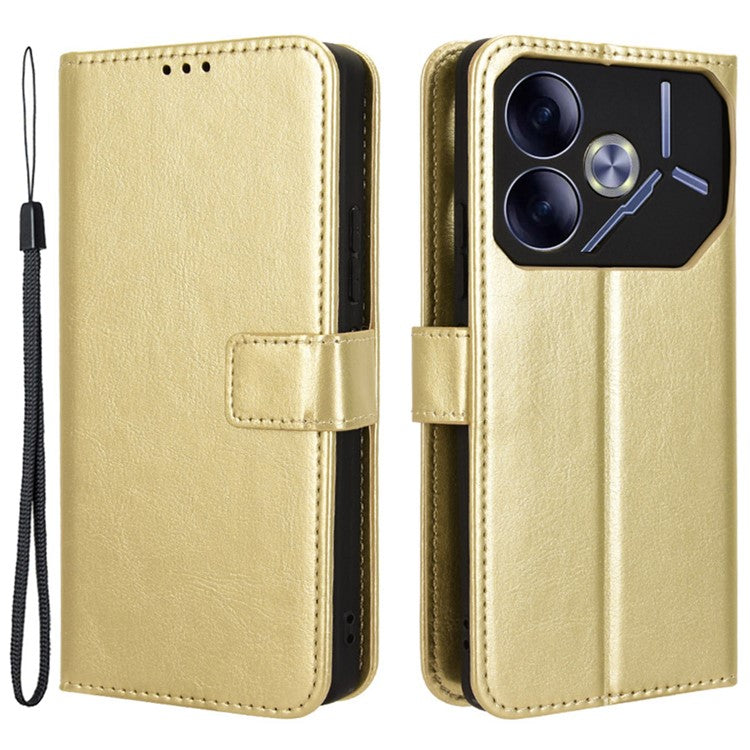 For TECNO Pova 6 4G Wholesale Cases Anti-Drop Leather Phone Cover - Gold