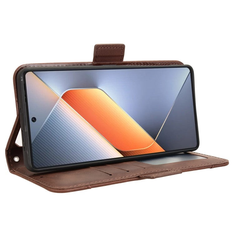 For TECNO Pova 6 4G Case Wallet Leather Phone Cover with Multiple Card Slots - Brown