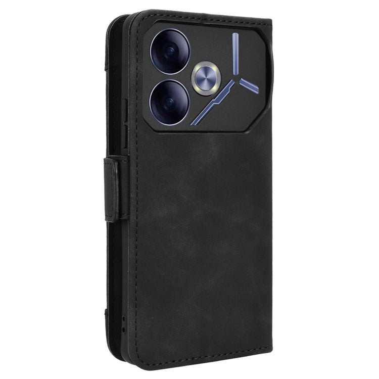 For TECNO Pova 6 4G Case Wallet Leather Phone Cover with Multiple Card Slots - Black
