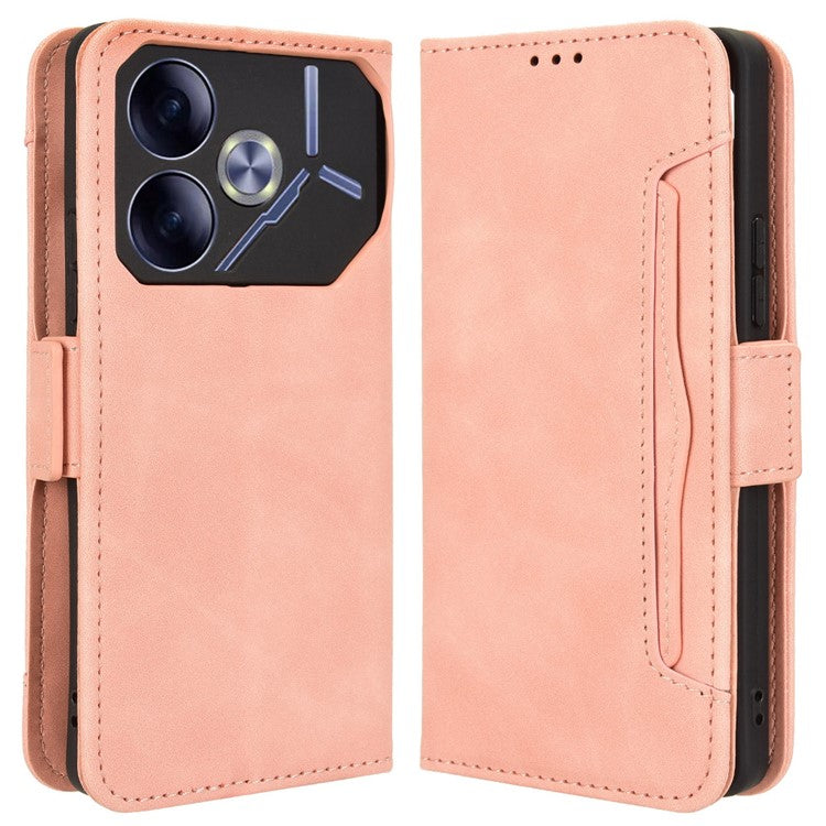 For TECNO Pova 6 4G Case Wallet Leather Phone Cover with Multiple Card Slots - Pink