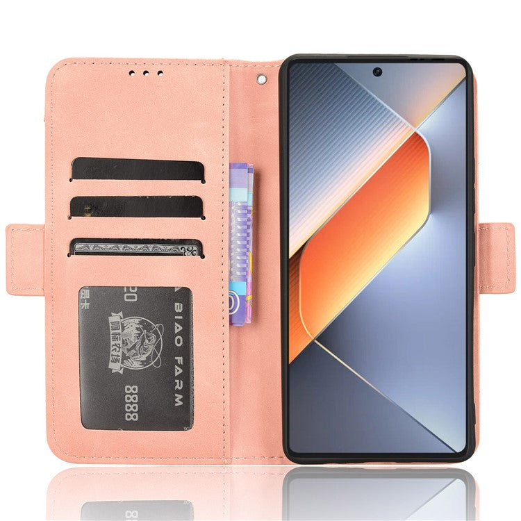 For TECNO Pova 6 4G Case Wallet Leather Phone Cover with Multiple Card Slots - Pink
