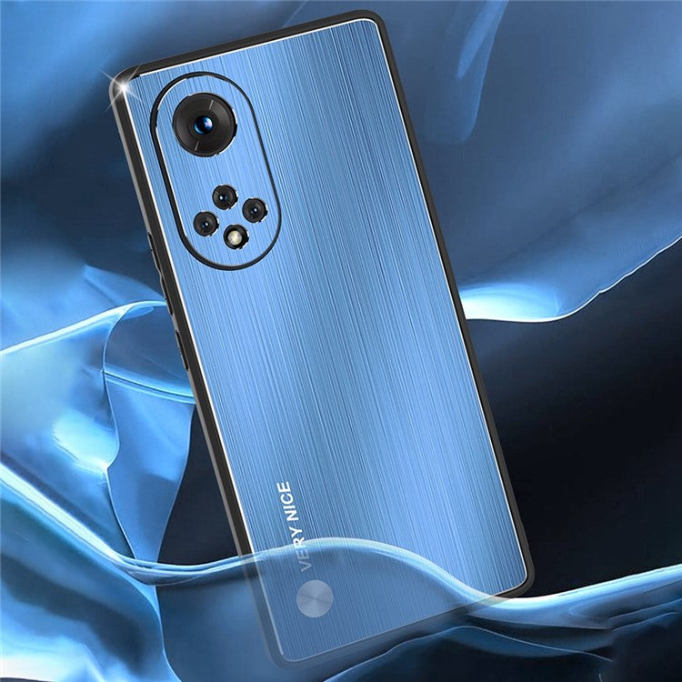 TPU + Aluminium Alloy Phone Case for Honor 50 Pro, Brushed Surface Anti-fall Mobile Phone Cover - Blue