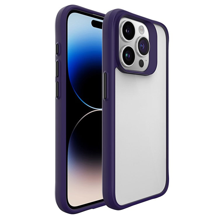 Combat X Mode Series for iPhone 16 Pro Case TPU Frame Clear PC Back Phone Cover - Purple