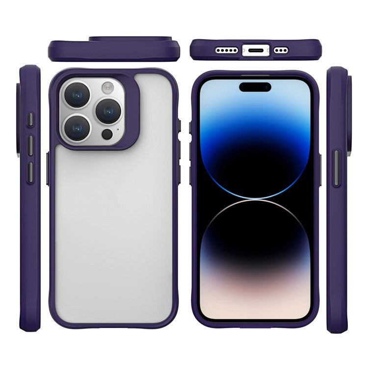 Combat X Mode Series for iPhone 16 Pro Case TPU Frame Clear PC Back Phone Cover - Purple