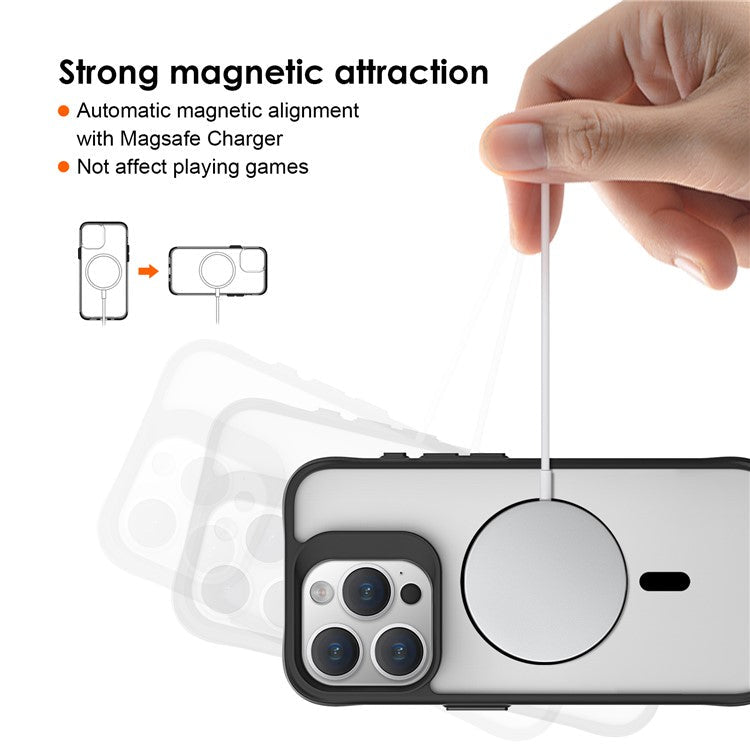 Combat X Mode Magnetic Series for iPhone 16 Pro Case Anti-Drop TPU+PC Phone Cover Compatible with MagSafe - Black