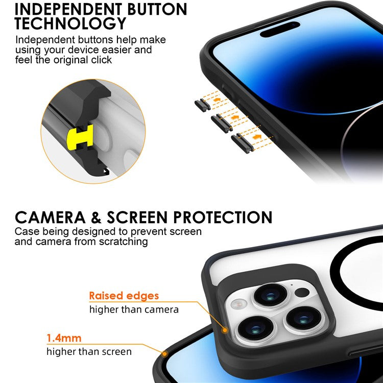 Combat X Mode Magnetic Series for iPhone 16 Pro Case Anti-Drop TPU+PC Phone Cover Compatible with MagSafe - Black