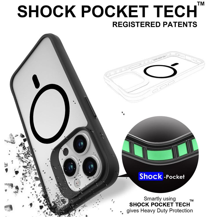 Combat X Mode Magnetic Series for iPhone 16 Pro Case Anti-Drop TPU+PC Phone Cover Compatible with MagSafe - Black