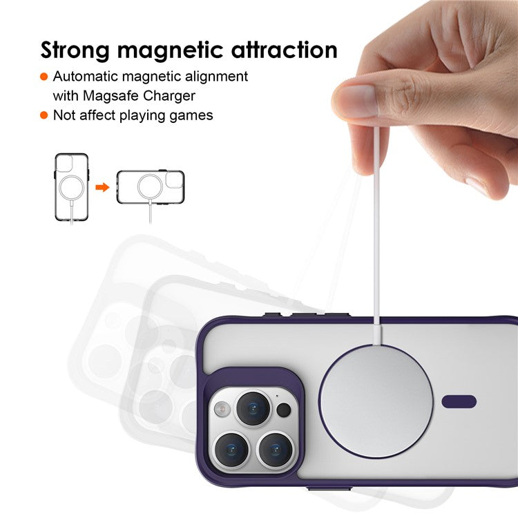 Combat X Mode Magnetic Series for iPhone 16 Pro Case Anti-Drop TPU+PC Phone Cover Compatible with MagSafe - Purple