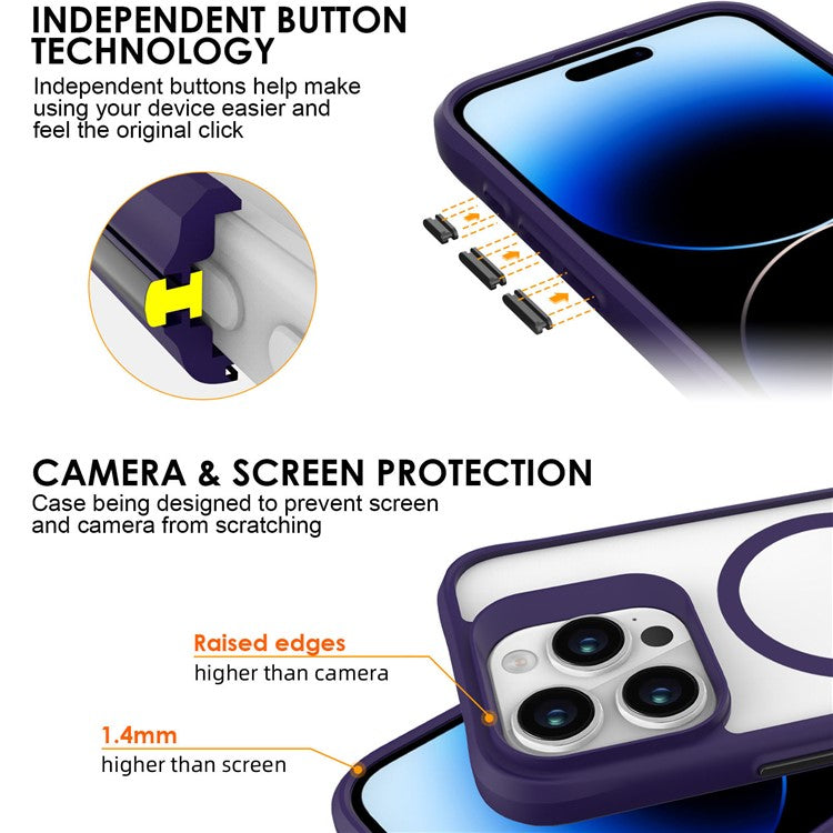Combat X Mode Magnetic Series for iPhone 16 Pro Case Anti-Drop TPU+PC Phone Cover Compatible with MagSafe - Purple
