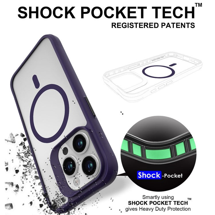 Combat X Mode Magnetic Series for iPhone 16 Pro Case Anti-Drop TPU+PC Phone Cover Compatible with MagSafe - Purple