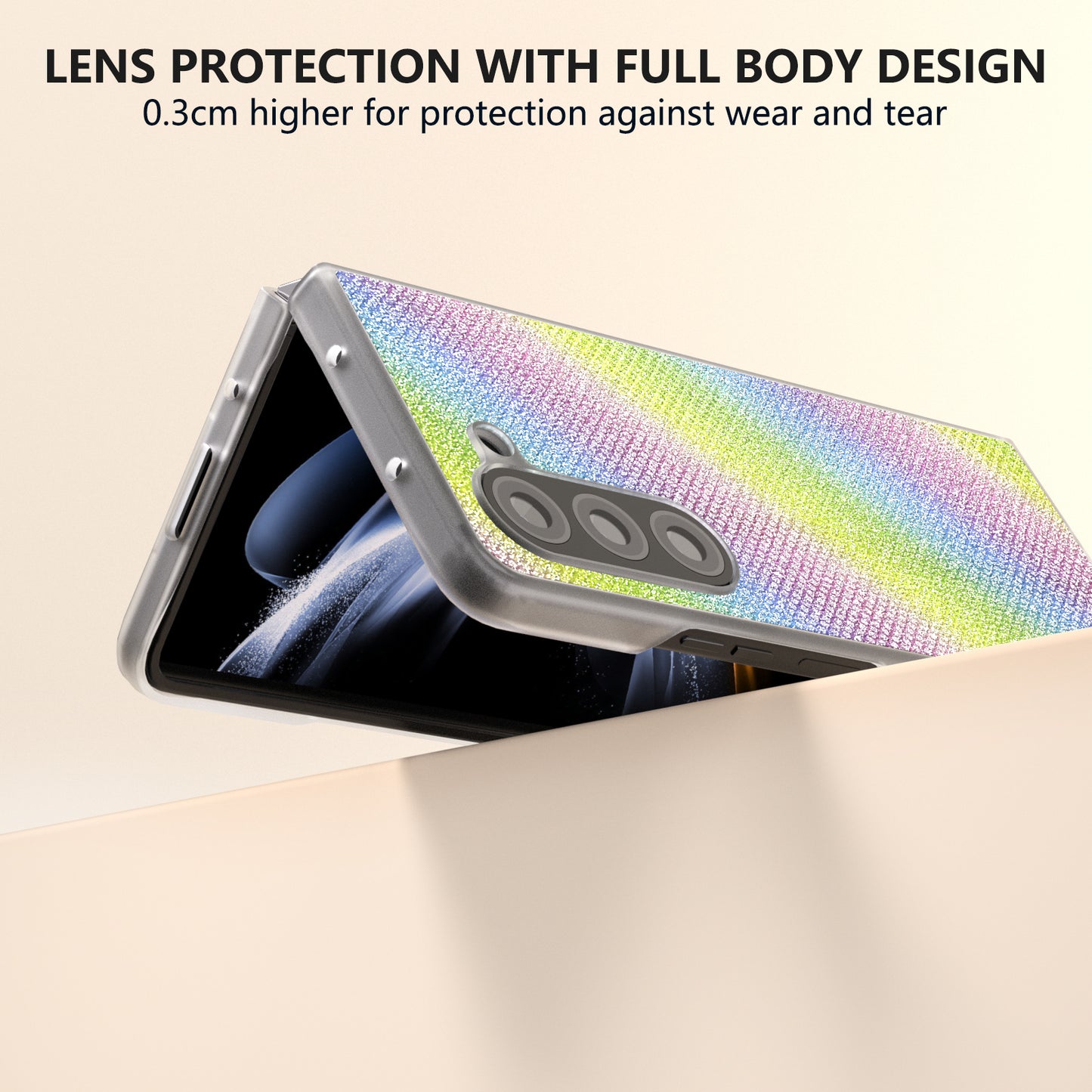 For Samsung Galaxy Z Fold6 5G Case Leather+PC Phone Cover Rhinestone Texture - Multi-Color