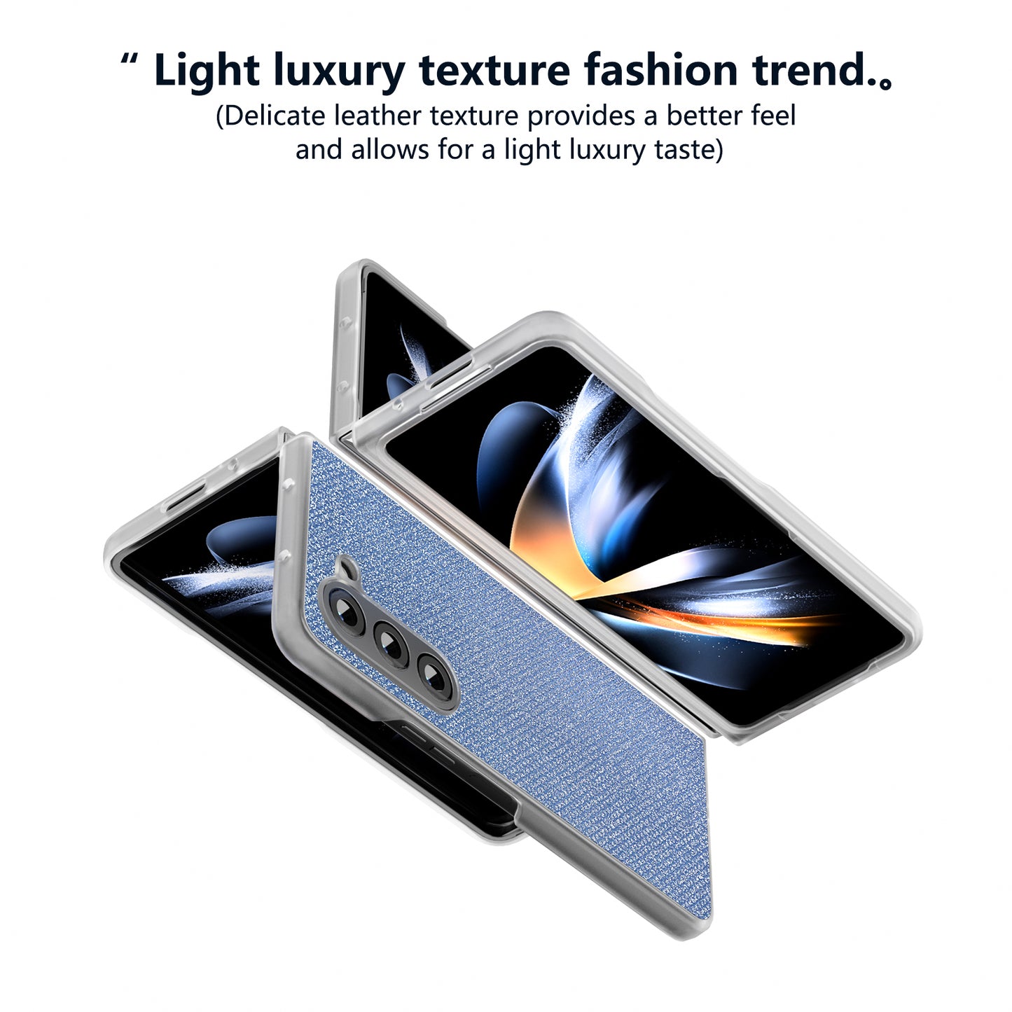 For Samsung Galaxy Z Fold6 5G Case Leather+PC Phone Cover Rhinestone Texture - Blue