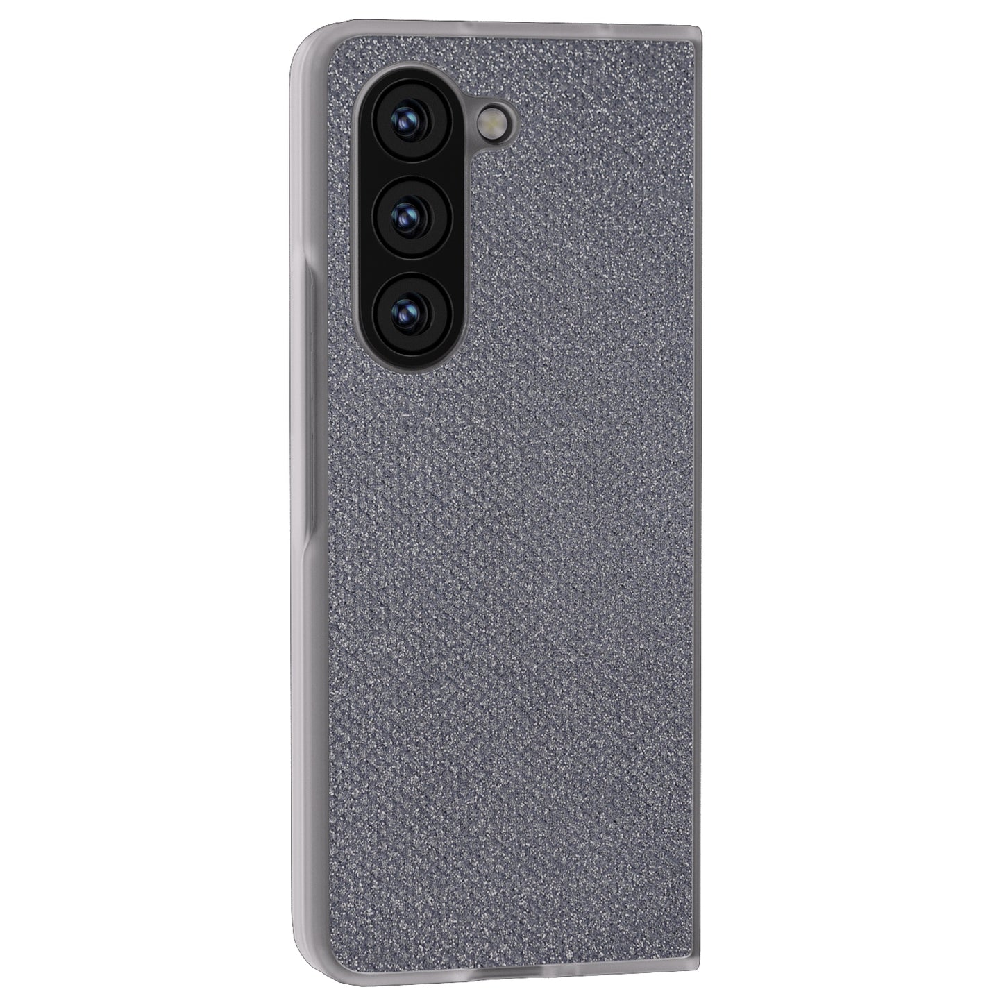For Samsung Galaxy Z Fold6 5G Case Leather+PC Phone Cover Rhinestone Texture - Black