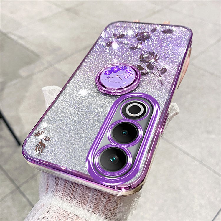 KADEM For OnePlus Ace 3V 5G Case Glitter Flower TPU Phone Cover with Ring Holder - Purple