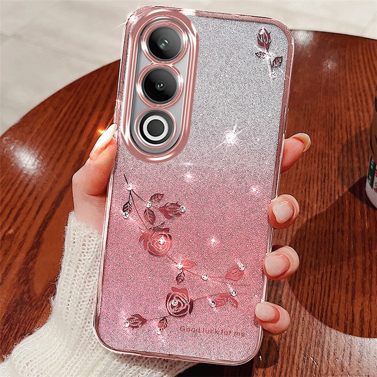 KADEM For OnePlus Ace 3V 5G Case Glitter Rhinestone Decor TPU Phone Cover - Rose Gold