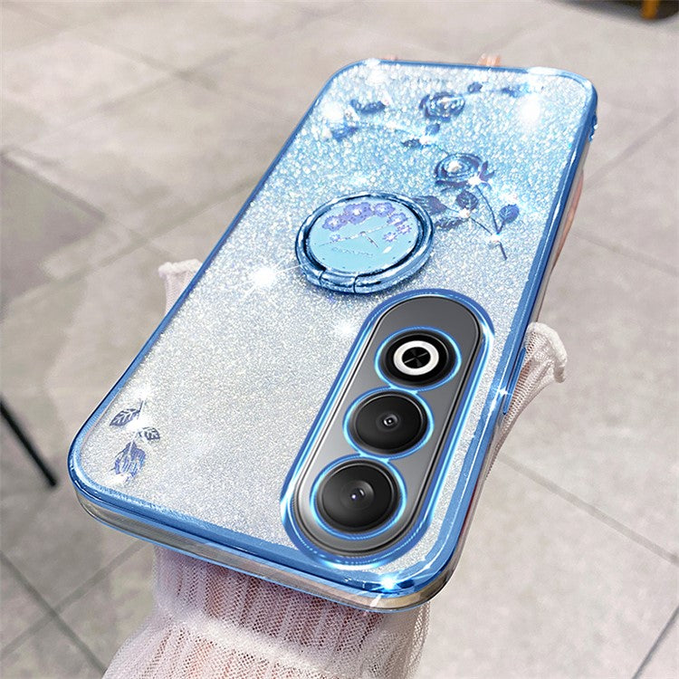 KADEM For OnePlus Nord CE4 5G Case Flower Glitter TPU Cover with Ring Kickstand - Blue