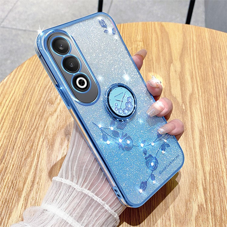 KADEM For OnePlus Nord CE4 5G Case Flower Glitter TPU Cover with Ring Kickstand - Blue