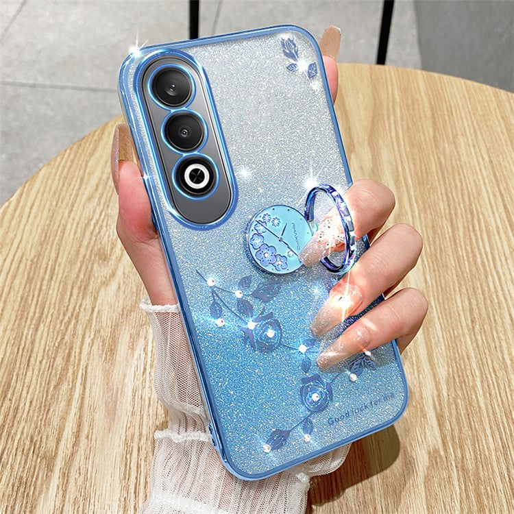 KADEM For OnePlus Nord CE4 5G Case Flower Glitter TPU Cover with Ring Kickstand - Blue