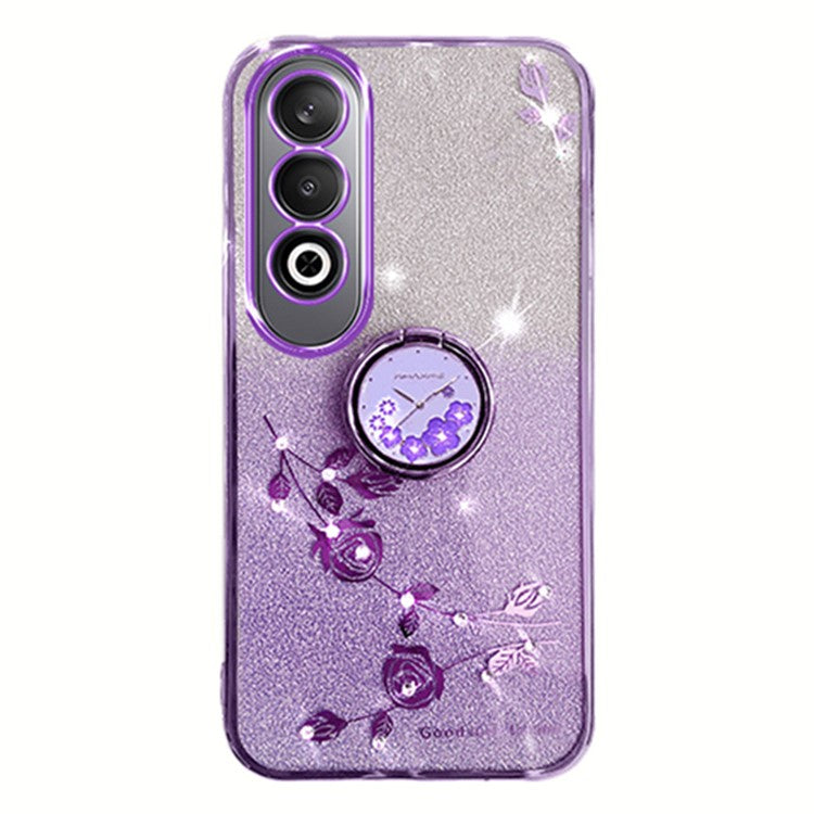KADEM For OnePlus Nord CE4 5G Case Flower Glitter TPU Cover with Ring Kickstand - Purple