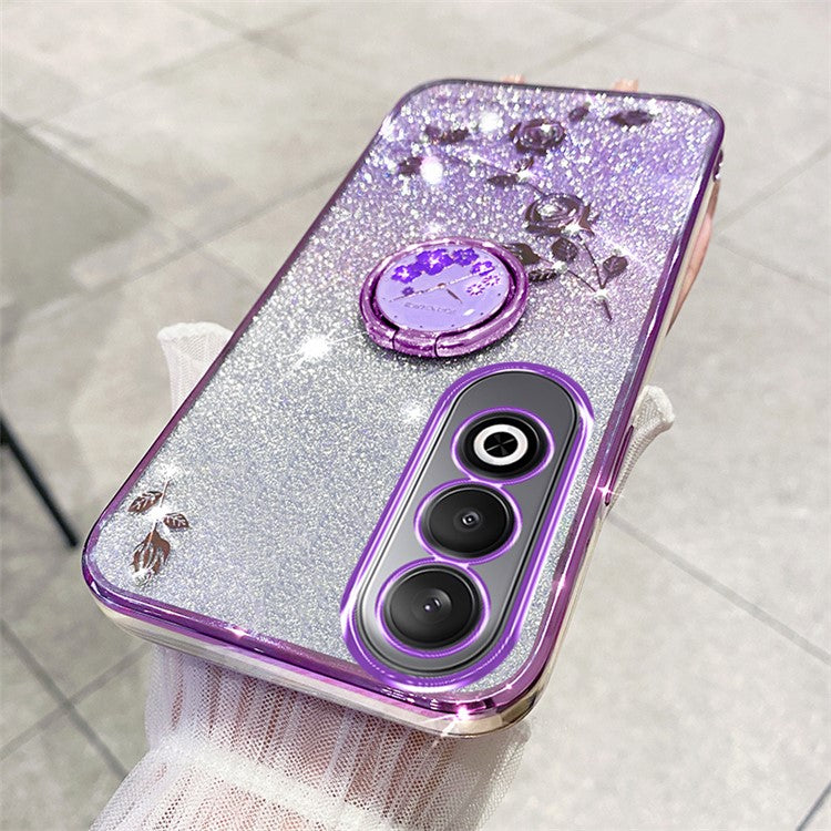 KADEM For OnePlus Nord CE4 5G Case Flower Glitter TPU Cover with Ring Kickstand - Purple