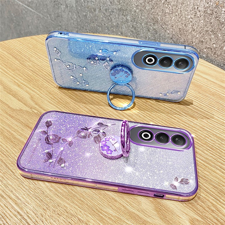 KADEM For OnePlus Nord CE4 5G Case Flower Glitter TPU Cover with Ring Kickstand - Purple