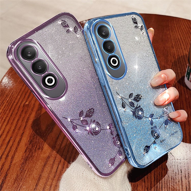 KADEM For OnePlus Nord CE4 5G TPU Case Flower Gradient Color Glitter Cover with Lanyard - Purple