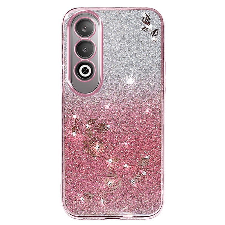 KADEM For OnePlus Nord CE4 5G Case TPU Gradient Phone Cover Glitter Cute Floral - Rose Gold
