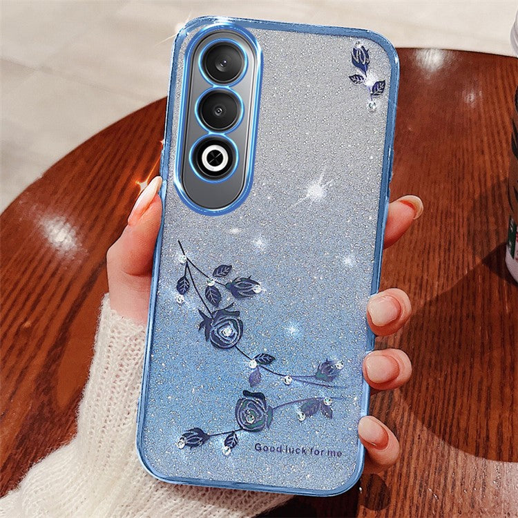 KADEM For OnePlus Nord CE4 5G Case TPU Gradient Phone Cover Glitter Cute Floral - Blue