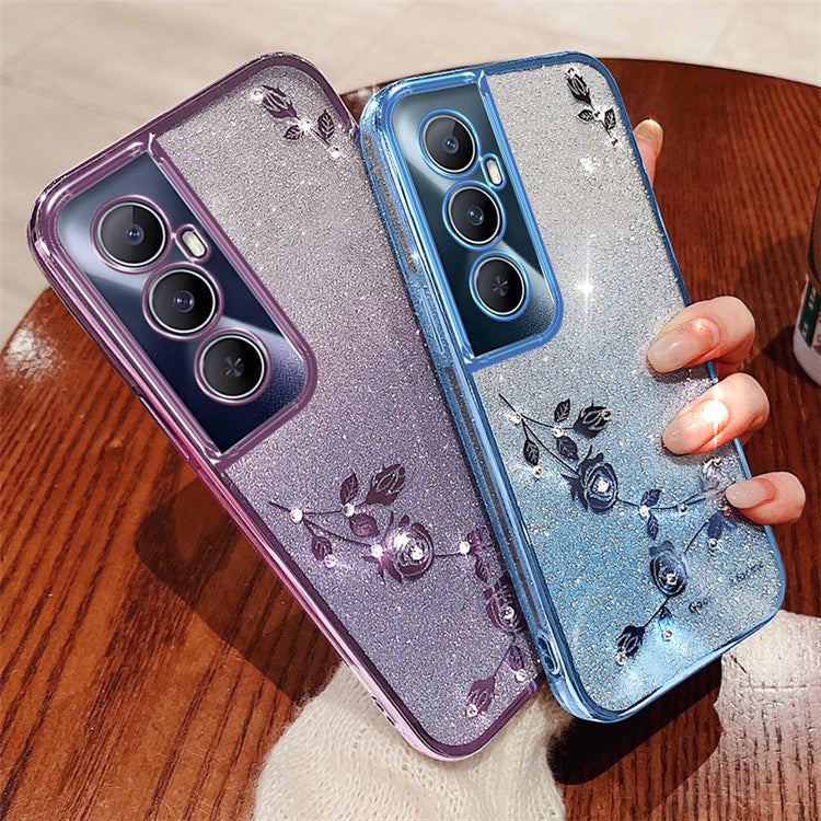 KADEM For Realme C65 4G TPU Phone Case Flower Gradient Glitter Back Cover - Purple