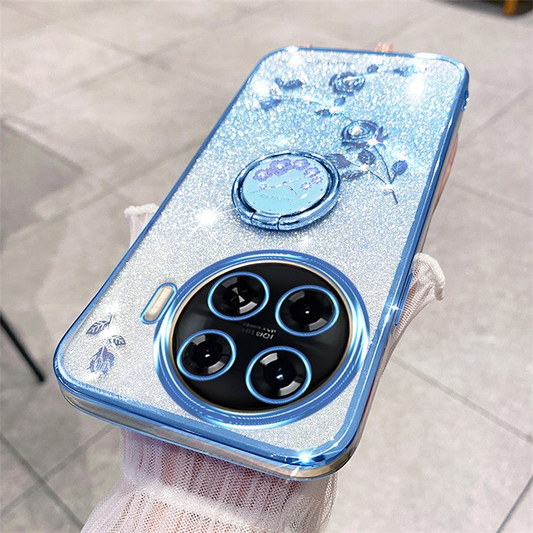 KADEM For TECNO Spark 20 Pro+ Case Glitter Floral TPU Phone Cover with Kickstand - Blue