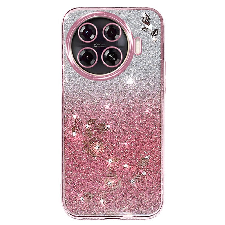 KADEM For TECNO Spark 20 Pro+ Case TPU Phone Cover Glitter Floral Aesthetic - Rose Gold
