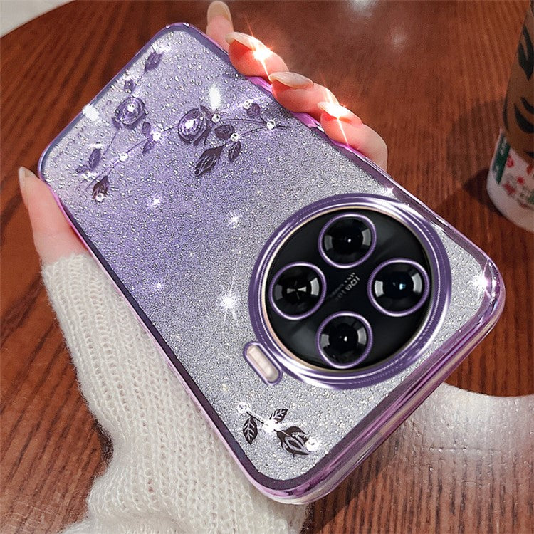 KADEM For TECNO Spark 20 Pro+ Case TPU Phone Cover Glitter Floral Aesthetic - Purple